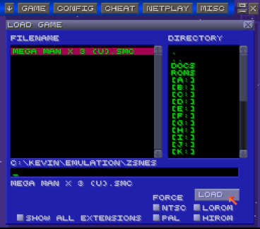 Image of loading a ROM
